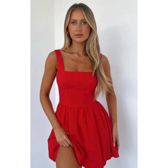 White Fox Red Fit And Flare Mini Dress